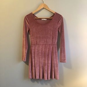 Talula Pleated Pink Velvet Dress
